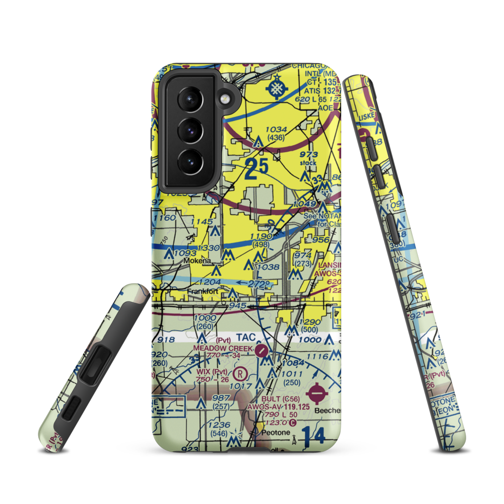 Tinley Park Helistop (TF8) VFR Sectional Samsung Phone Case Samsung Galaxy S21 model shown