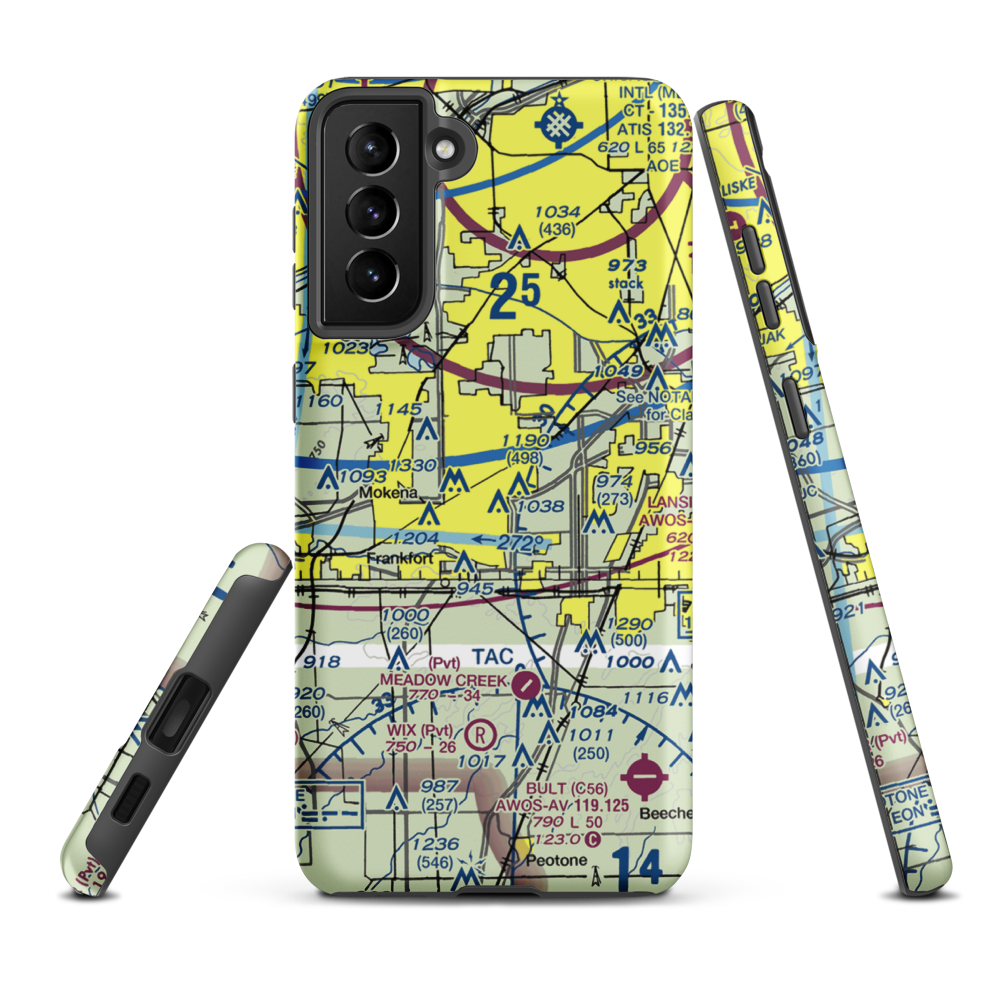Tinley Park Helistop (TF8) VFR Sectional Samsung Phone Case Samsung Galaxy S21 Plus model shown