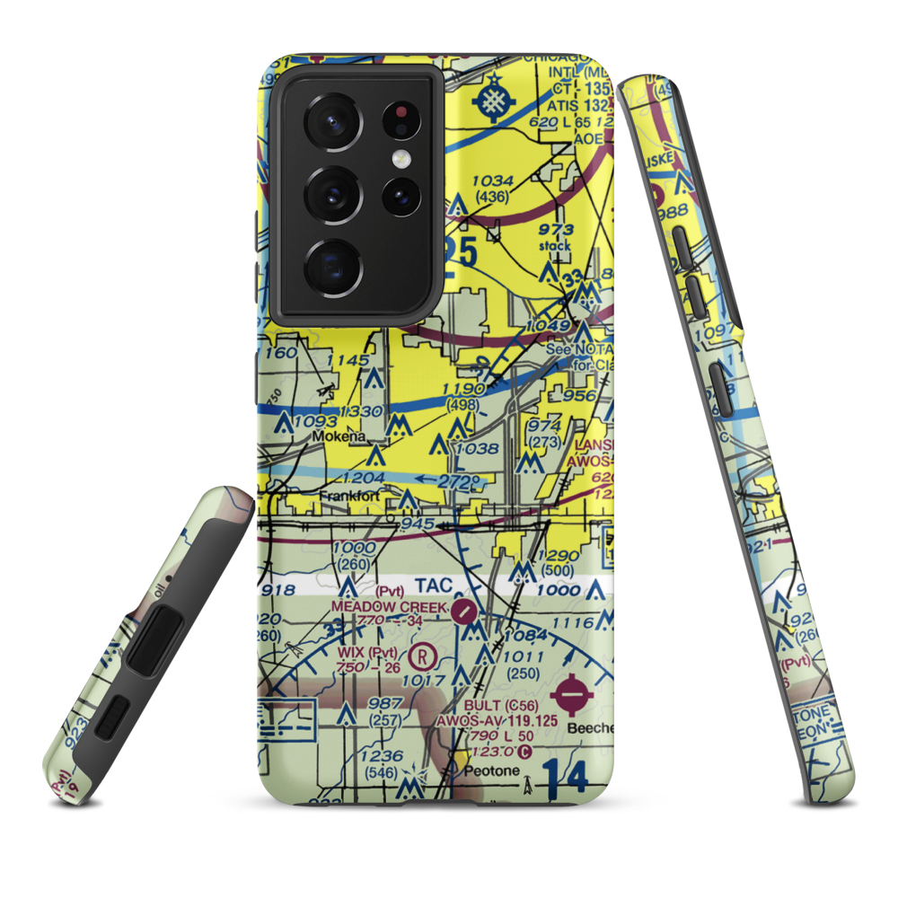 Tinley Park Helistop (TF8) VFR Sectional Samsung Phone Case Samsung Galaxy S21 Plus model shown