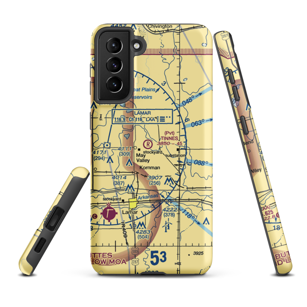 Tinnes Airport (CD03) VFR Sectional Samsung Phone Case Samsung Galaxy S21 FE model shown