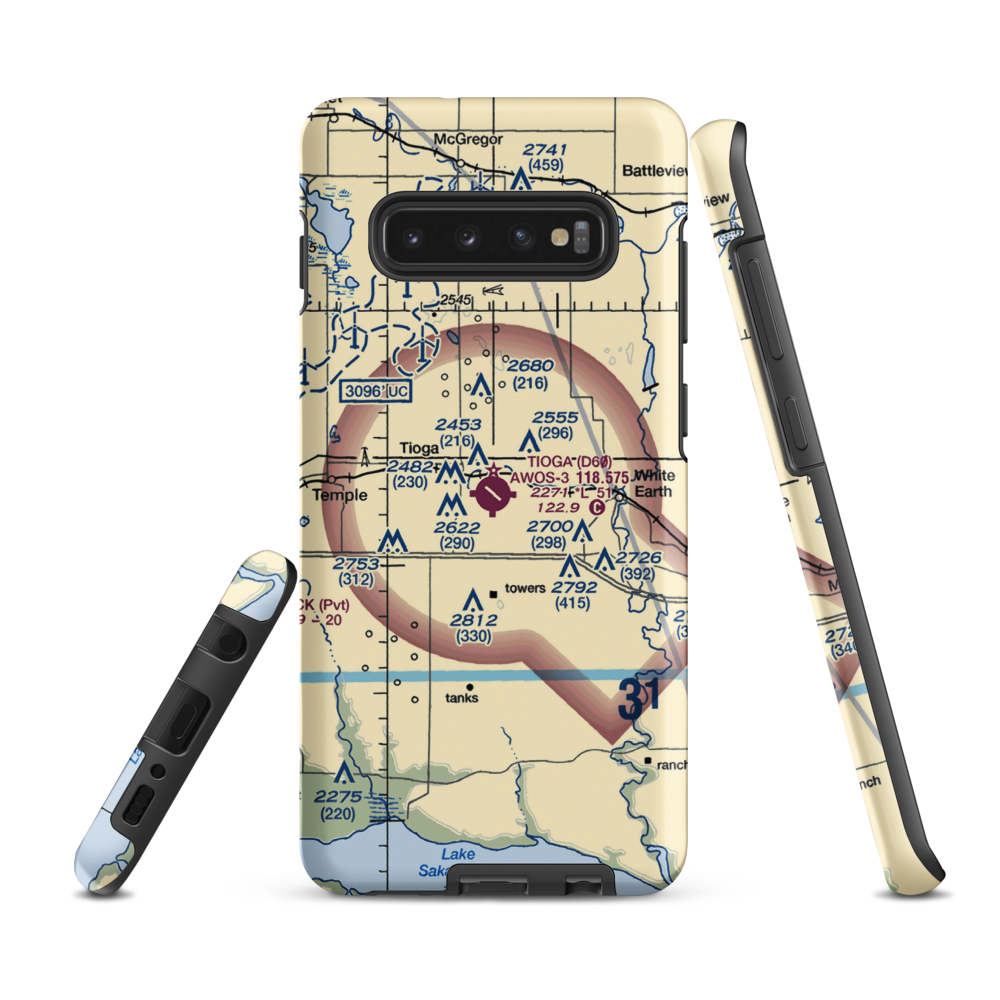 Tioga Municipal Airport (D60) VFR Sectional Samsung Phone Case Samsung Galaxy S10 Plus model shown