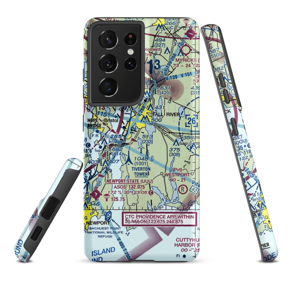 Tiverton Seaplane Base (RI06) VFR Sectional Samsung Phone Case Samsung Galaxy S21 Plus model shown