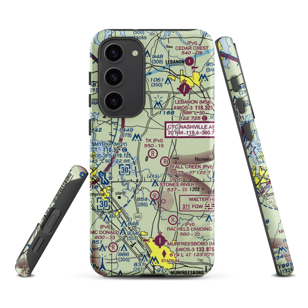 TK Farms Airport (TN26) VFR Sectional Samsung Phone Case Samsung Galaxy S23 Plus model shown