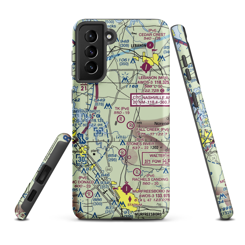 TK Farms Airport (TN26) VFR Sectional Samsung Phone Case Samsung Galaxy S21 FE model shown