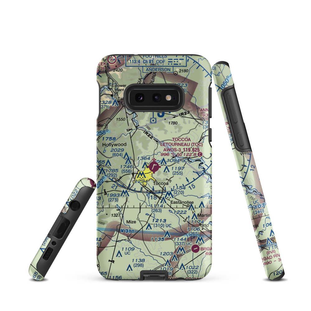 Toccoa Airport - R.G. Letourneau Field (TOC) VFR Sectional Samsung Phone Case Samsung Galaxy S10 Plus model shown