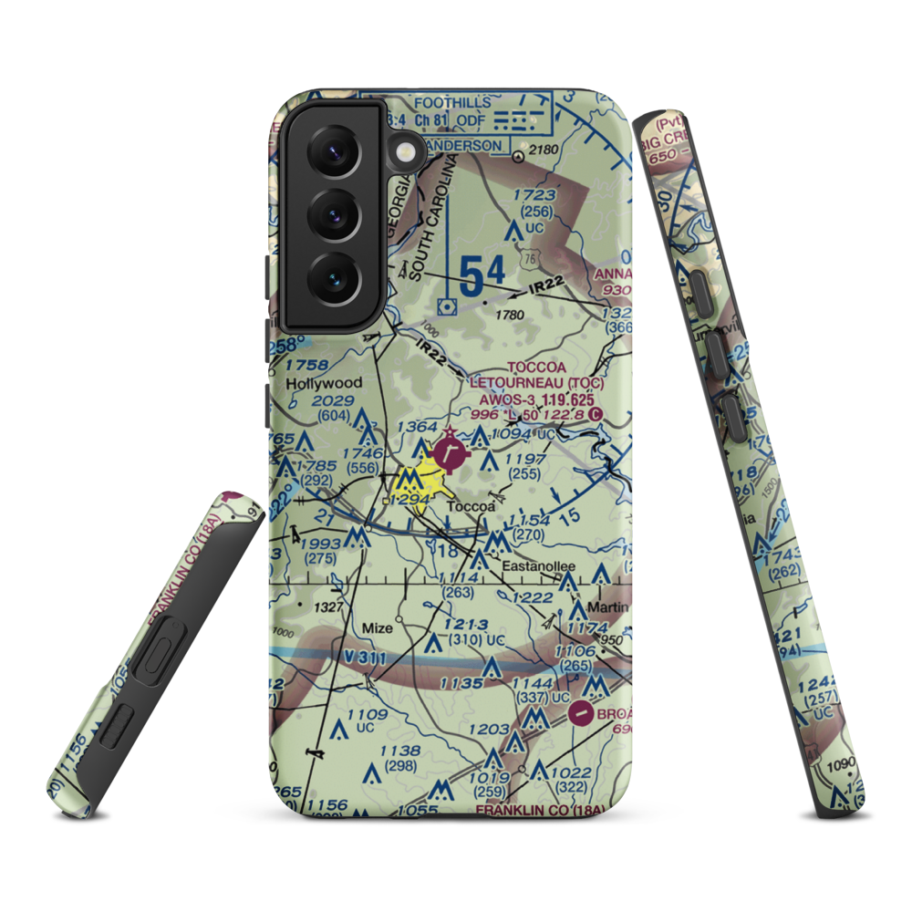 Toccoa Airport - R.G. Letourneau Field (TOC) VFR Sectional Samsung Phone Case Samsung Galaxy S22 Plus model shown