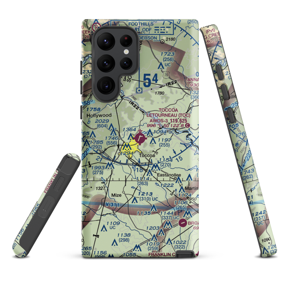 Toccoa Airport - R.G. Letourneau Field (TOC) VFR Sectional Samsung Phone Case Samsung Galaxy S22 Ultra model shown