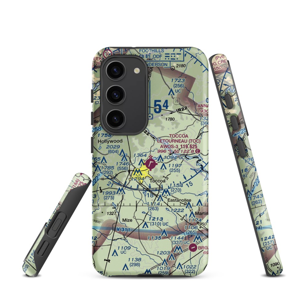 Toccoa Airport - R.G. Letourneau Field (TOC) VFR Sectional Samsung Phone Case Samsung Galaxy S23 model shown