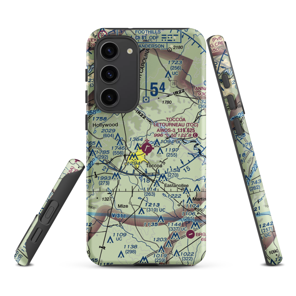 Toccoa Airport - R.G. Letourneau Field (TOC) VFR Sectional Samsung Phone Case Samsung Galaxy S23 Plus model shown