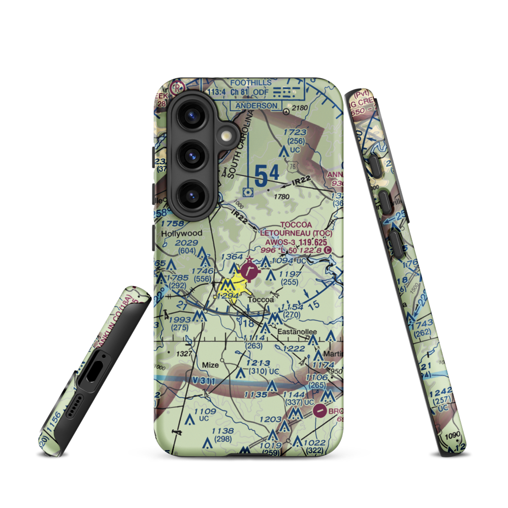 Toccoa Airport - R.G. Letourneau Field (TOC) VFR Sectional Samsung Phone Case Samsung Galaxy S24 model shown
