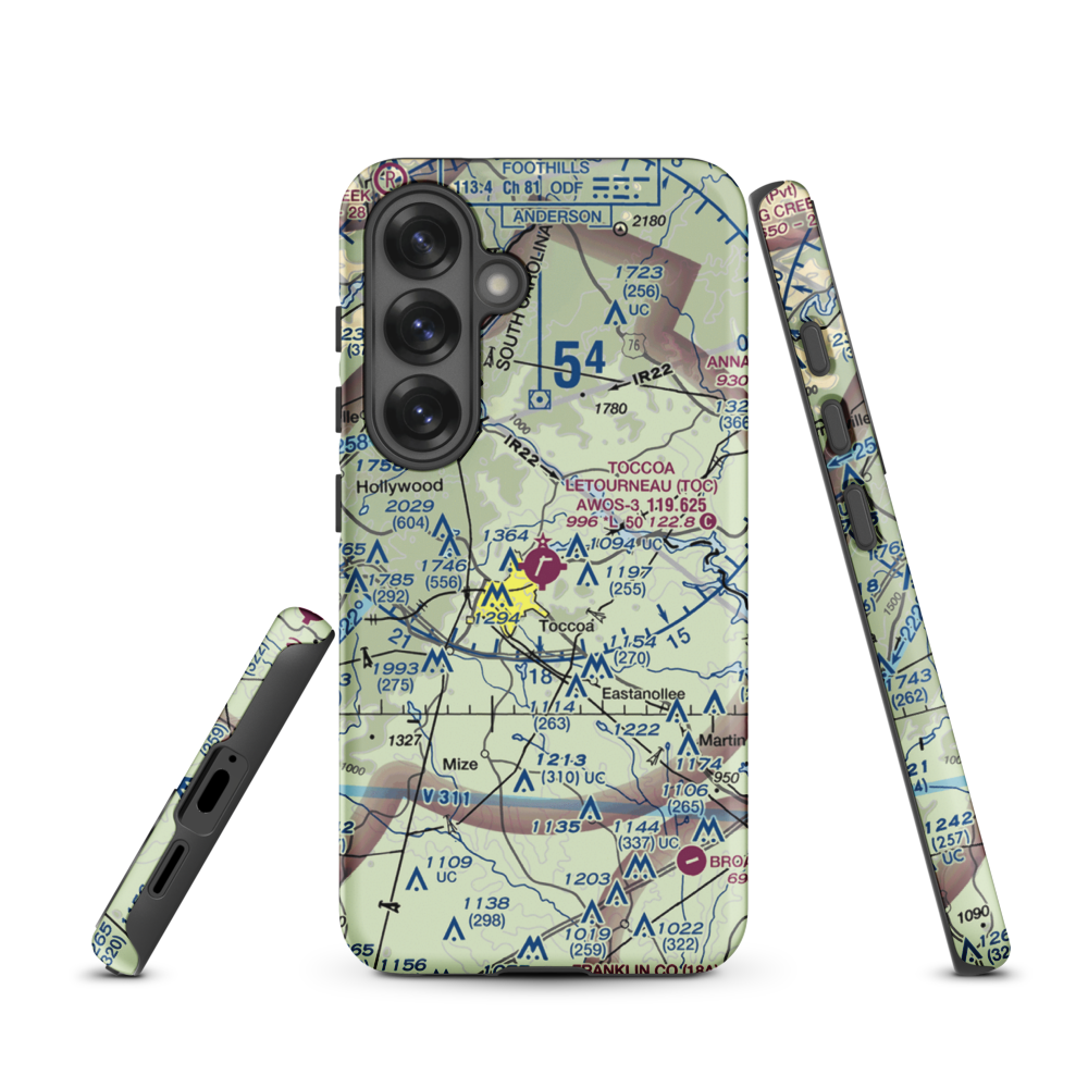 Toccoa Airport - R.G. Letourneau Field (TOC) VFR Sectional Samsung Phone Case Samsung Galaxy S25 model shown