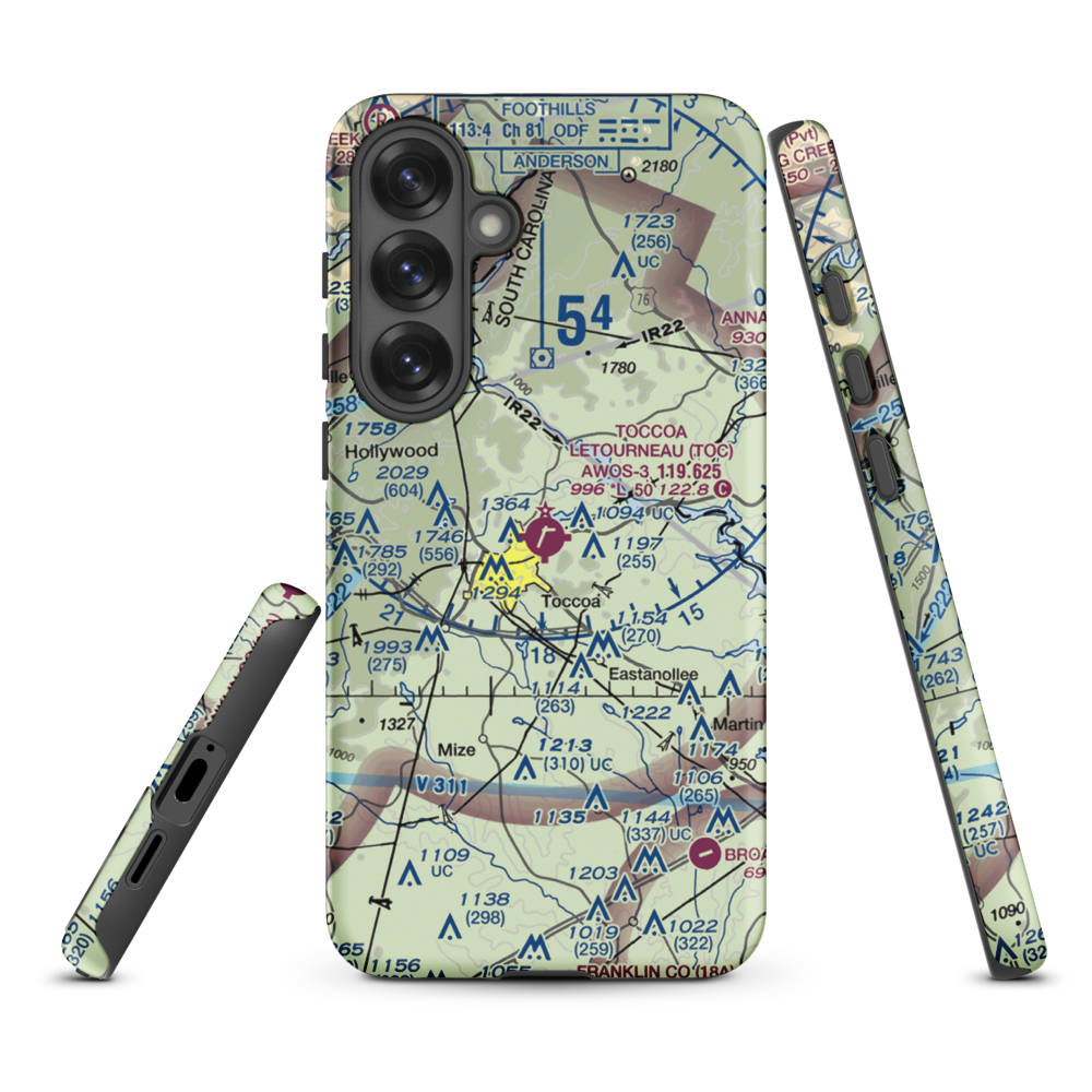 Toccoa Airport - R.G. Letourneau Field (TOC) VFR Sectional Samsung Phone Case Samsung Galaxy S25 Plus model shown