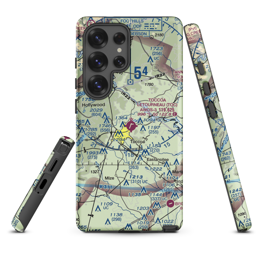 Toccoa Airport - R.G. Letourneau Field (TOC) VFR Sectional Samsung Phone Case Samsung Galaxy S25 Ultra model shown