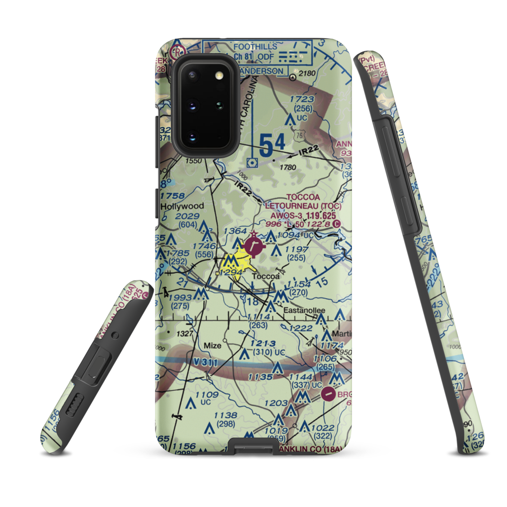 Toccoa Airport - R.G. Letourneau Field (TOC) VFR Sectional Samsung Phone Case Samsung Galaxy S20 Plus model shown