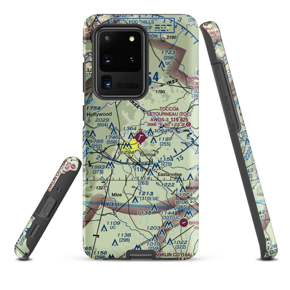 Toccoa Airport - R.G. Letourneau Field (TOC) VFR Sectional Samsung Phone Case Samsung Galaxy S20 Ultra model shown