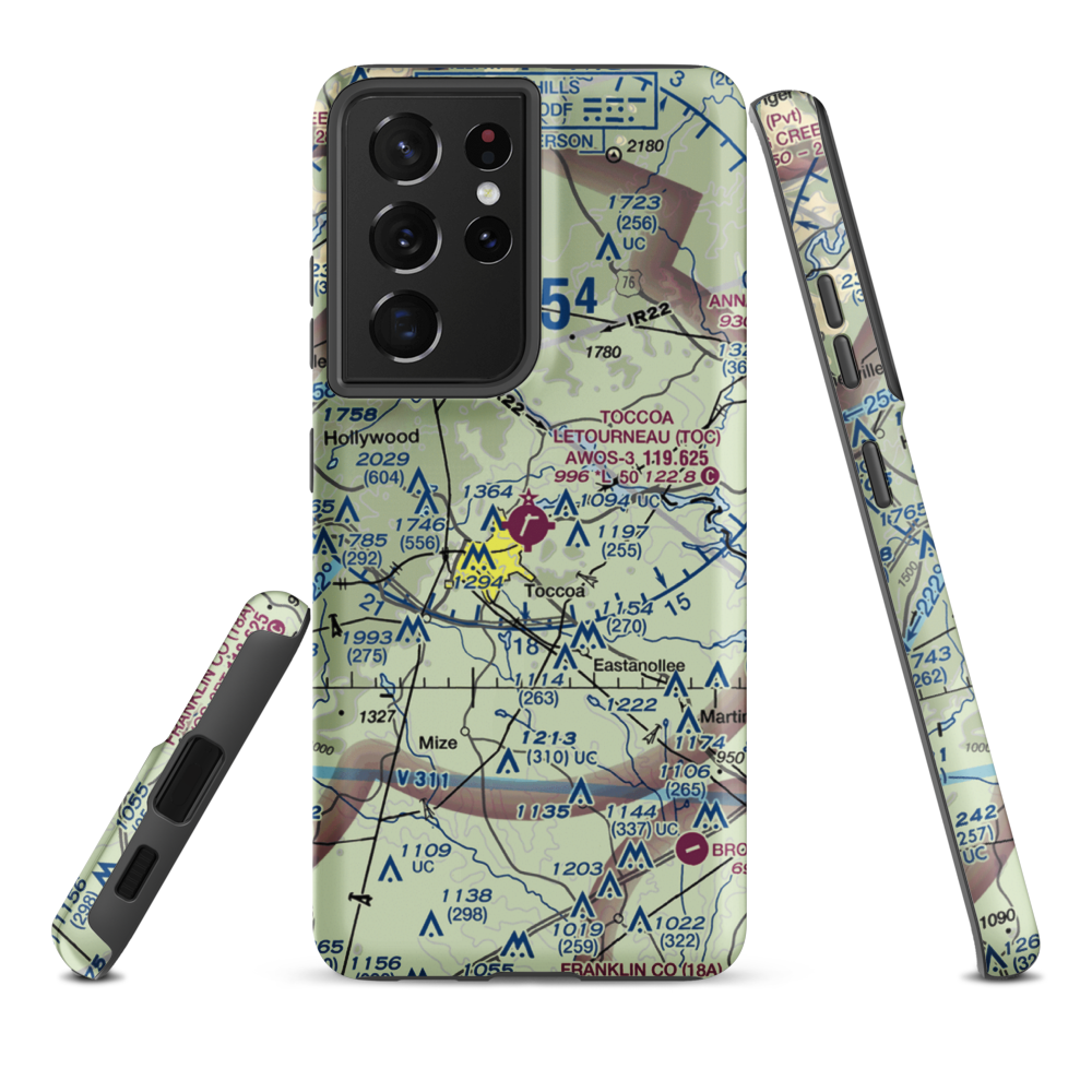 Toccoa Airport - R.G. Letourneau Field (TOC) VFR Sectional Samsung Phone Case Samsung Galaxy S21 Plus model shown