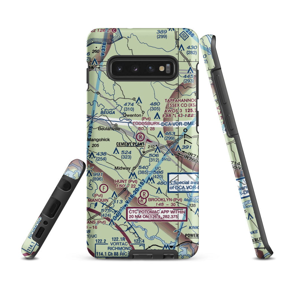 Toddsbury Farm Airport (25VA) VFR Sectional Samsung Phone Case Samsung Galaxy S10 Plus model shown