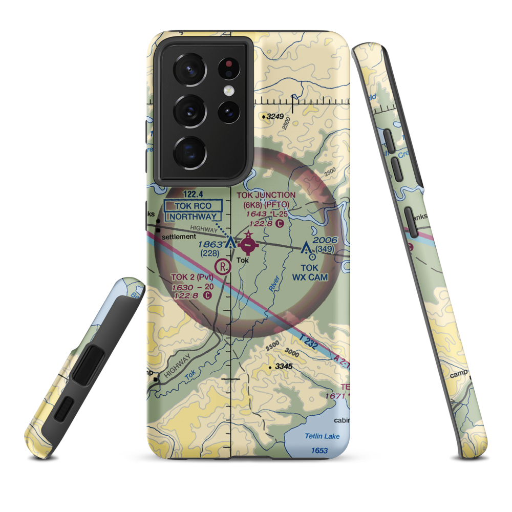 Tok Junction Airport (6K8) VFR Sectional Samsung Phone Case Samsung Galaxy S21 Ultra model shown
