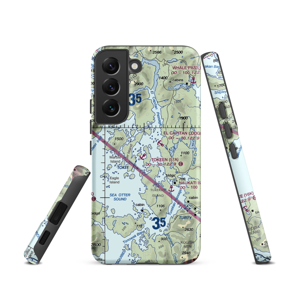 Tokeen Seaplane Base (57A) VFR Sectional Samsung Phone Case Samsung Galaxy S22 model shown