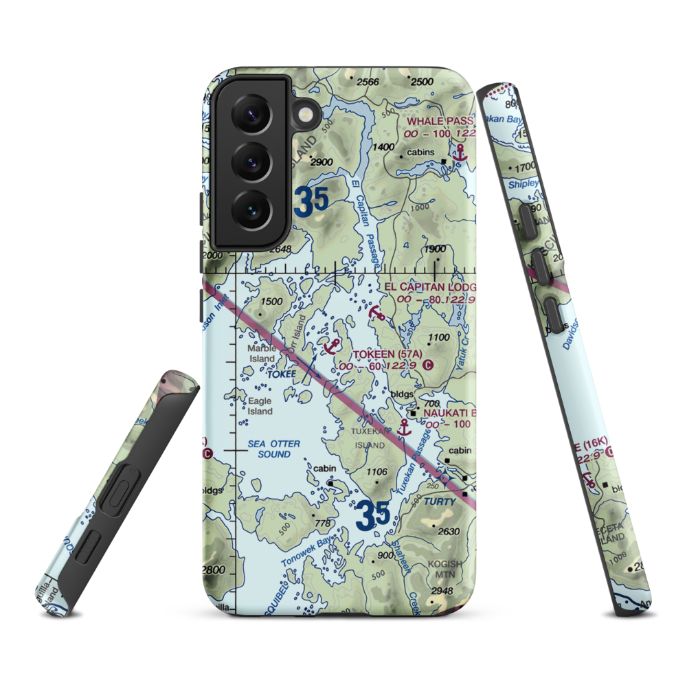 Tokeen Seaplane Base (57A) VFR Sectional Samsung Phone Case Samsung Galaxy S22 Plus model shown