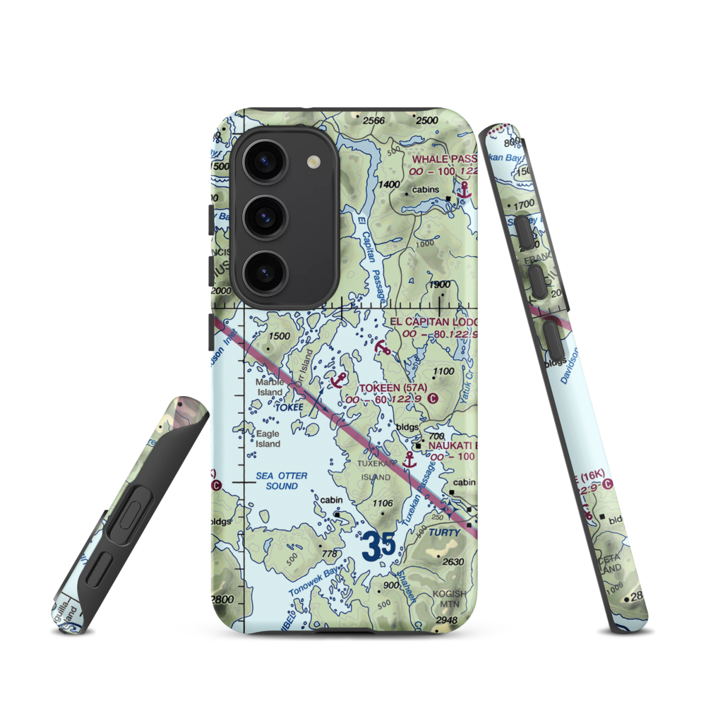 Tokeen Seaplane Base (57A) VFR Sectional Samsung Phone Case Samsung Galaxy S23 model shown