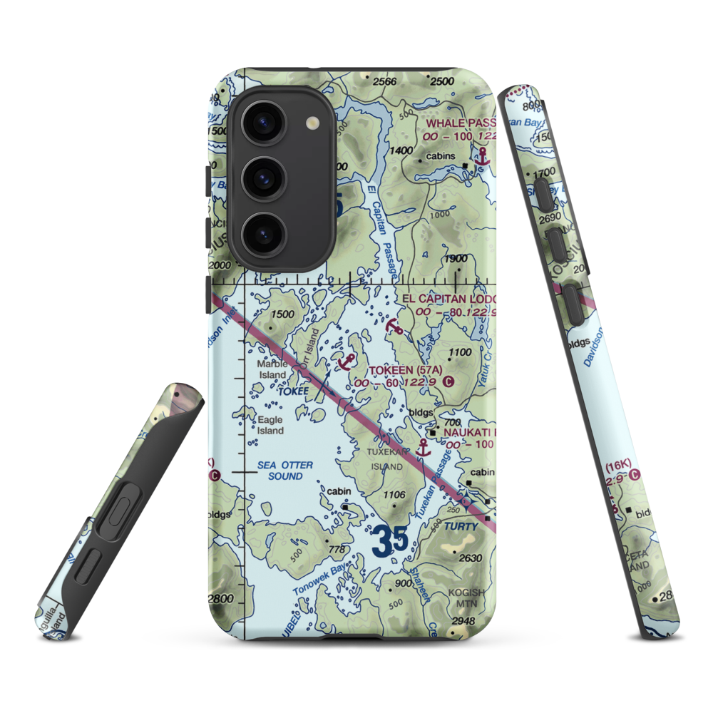 Tokeen Seaplane Base (57A) VFR Sectional Samsung Phone Case Samsung Galaxy S23 Plus model shown