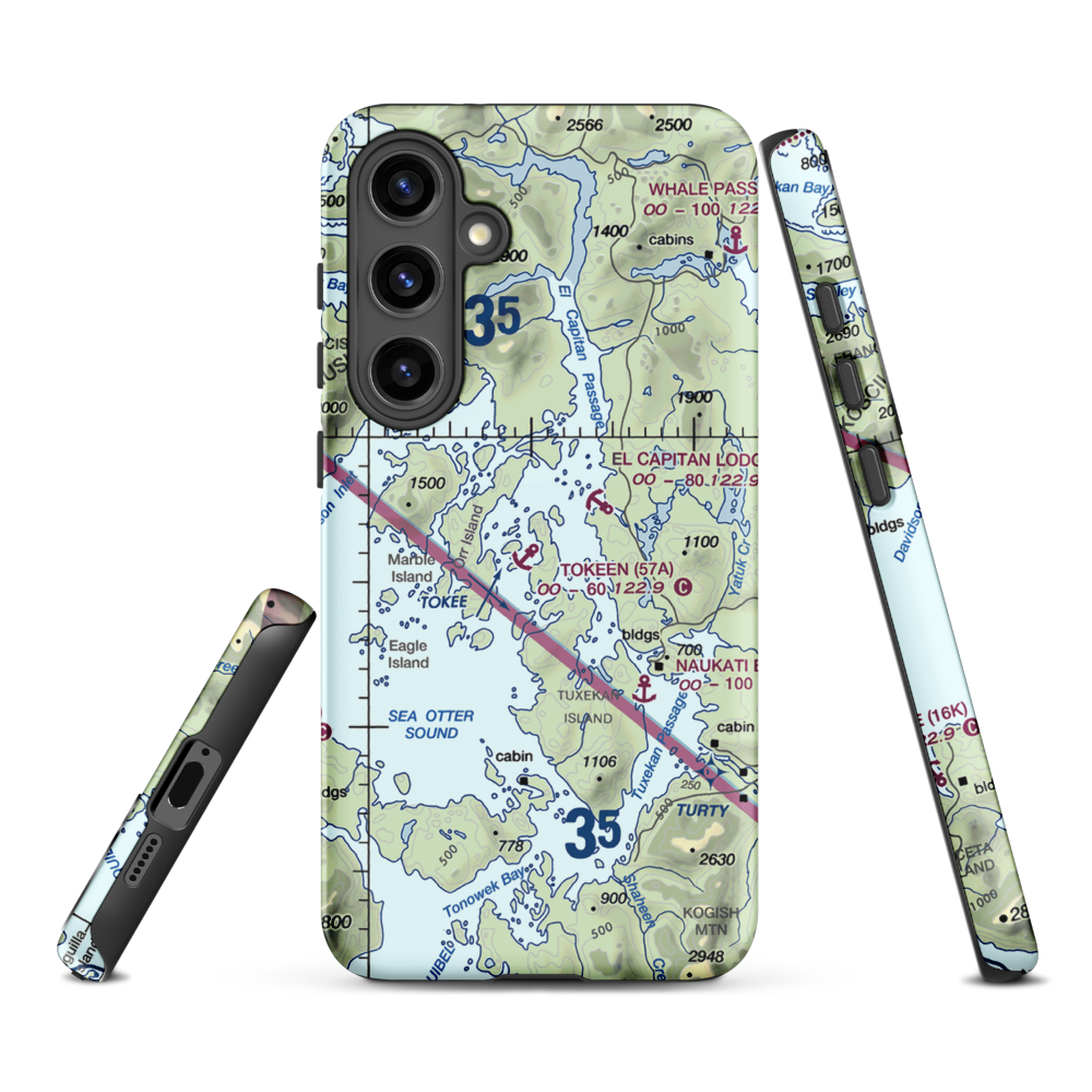 Tokeen Seaplane Base (57A) VFR Sectional Samsung Phone Case Samsung Galaxy S24 Plus model shown
