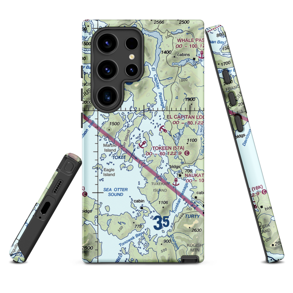 Tokeen Seaplane Base (57A) VFR Sectional Samsung Phone Case Samsung Galaxy S24 Ultra model shown