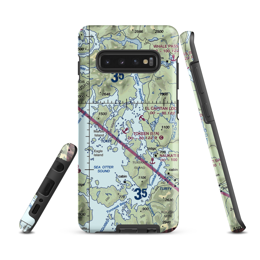 Tokeen Seaplane Base (57A) VFR Sectional Samsung Phone Case Samsung Galaxy S10 Plus model shown