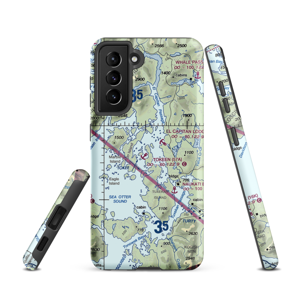 Tokeen Seaplane Base (57A) VFR Sectional Samsung Phone Case Samsung Galaxy S21 model shown