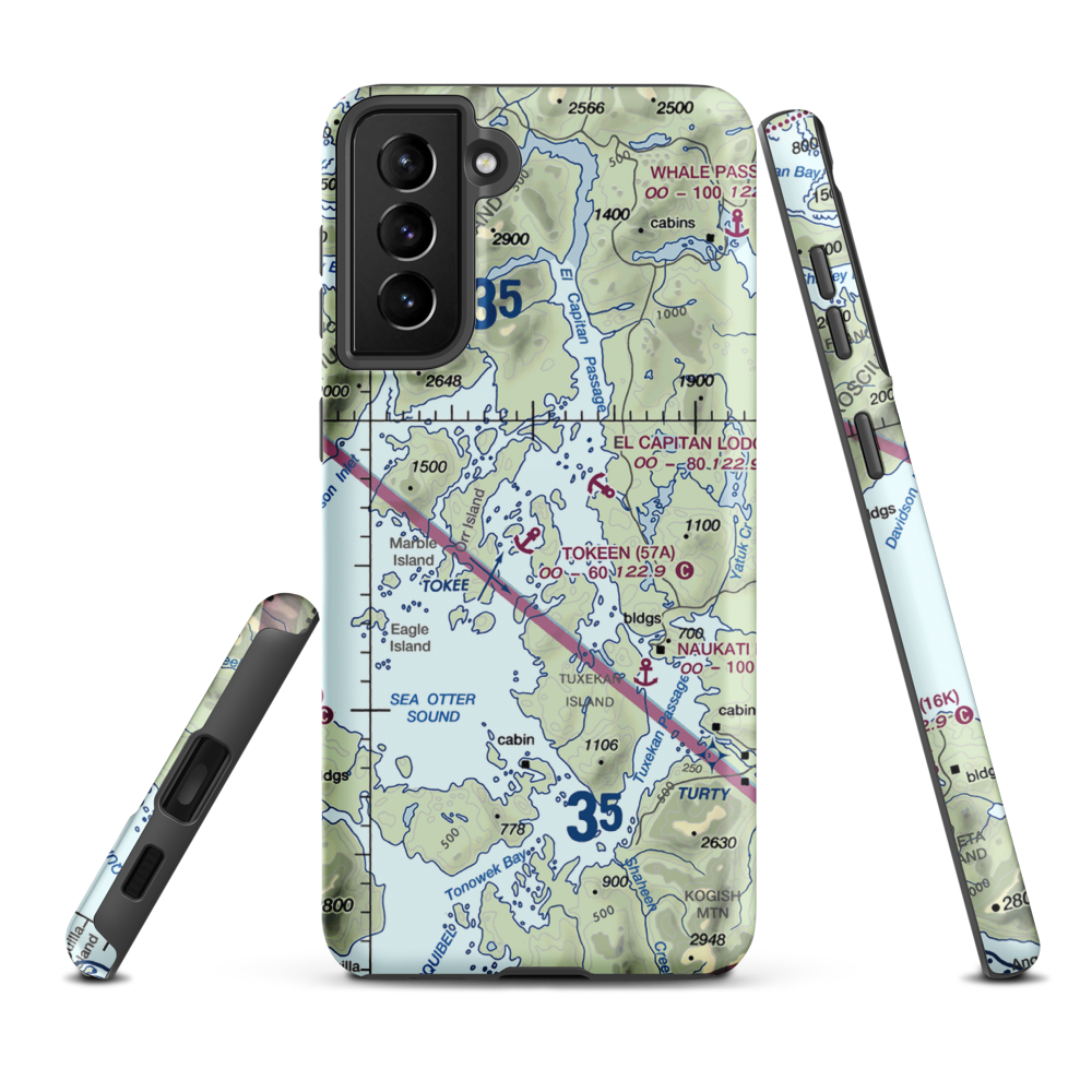 Tokeen Seaplane Base (57A) VFR Sectional Samsung Phone Case Samsung Galaxy S21 Plus model shown