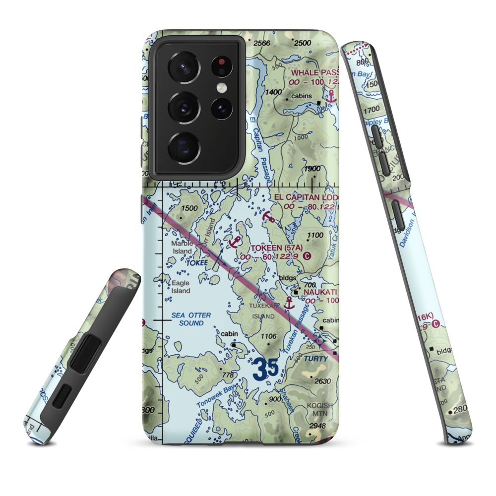 Tokeen Seaplane Base (57A) VFR Sectional Samsung Phone Case Samsung Galaxy S21 Plus model shown