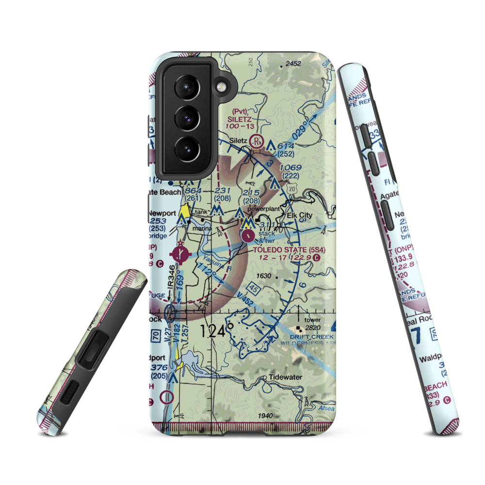 Toledo State Airport (5S4) VFR Sectional Samsung Phone Case Samsung Galaxy S21 FE model shown