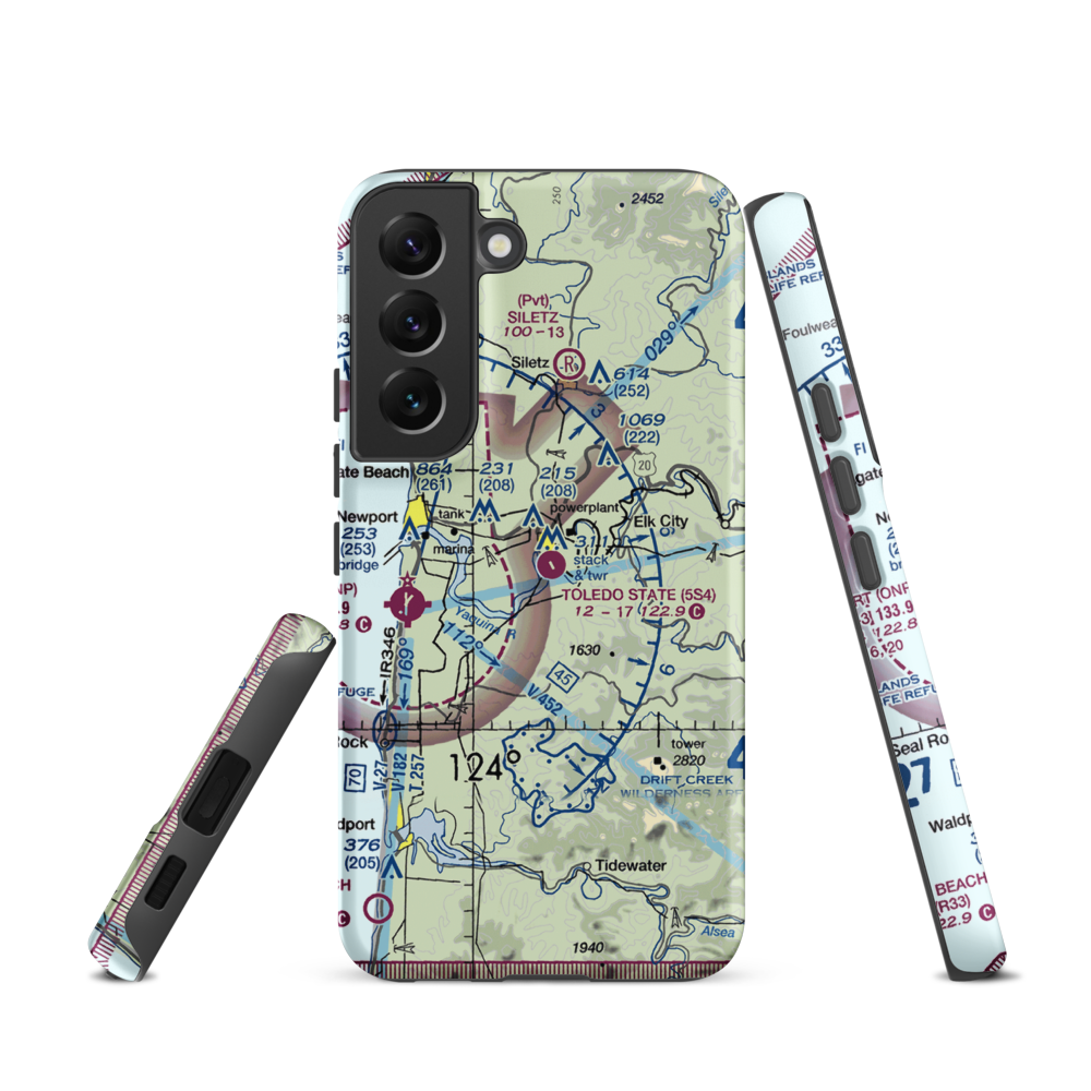 Toledo State Airport (5S4) VFR Sectional Samsung Phone Case Samsung Galaxy S22 model shown