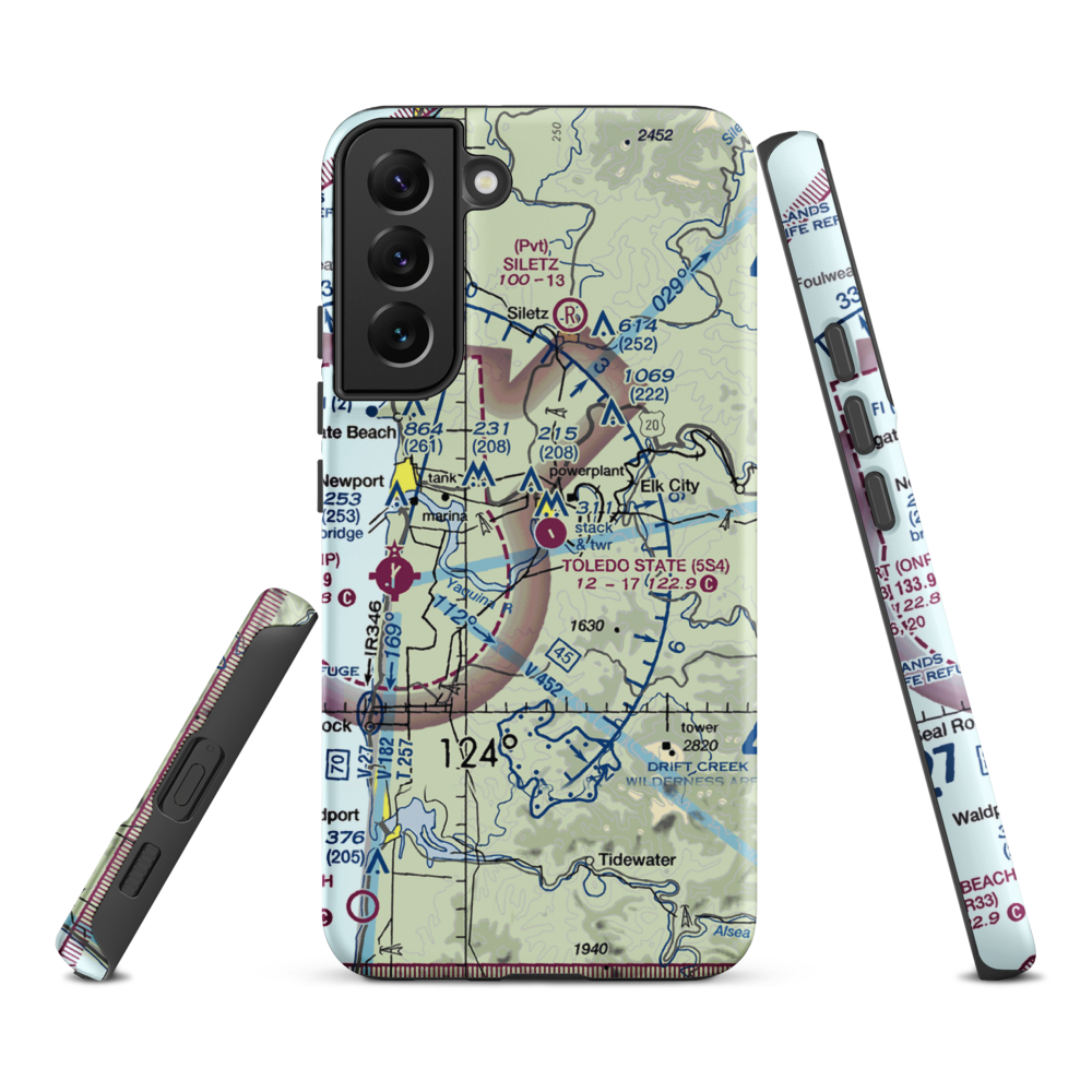 Toledo State Airport (5S4) VFR Sectional Samsung Phone Case Samsung Galaxy S22 Plus model shown