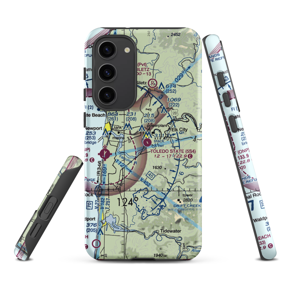 Toledo State Airport (5S4) VFR Sectional Samsung Phone Case Samsung Galaxy S23 Plus model shown