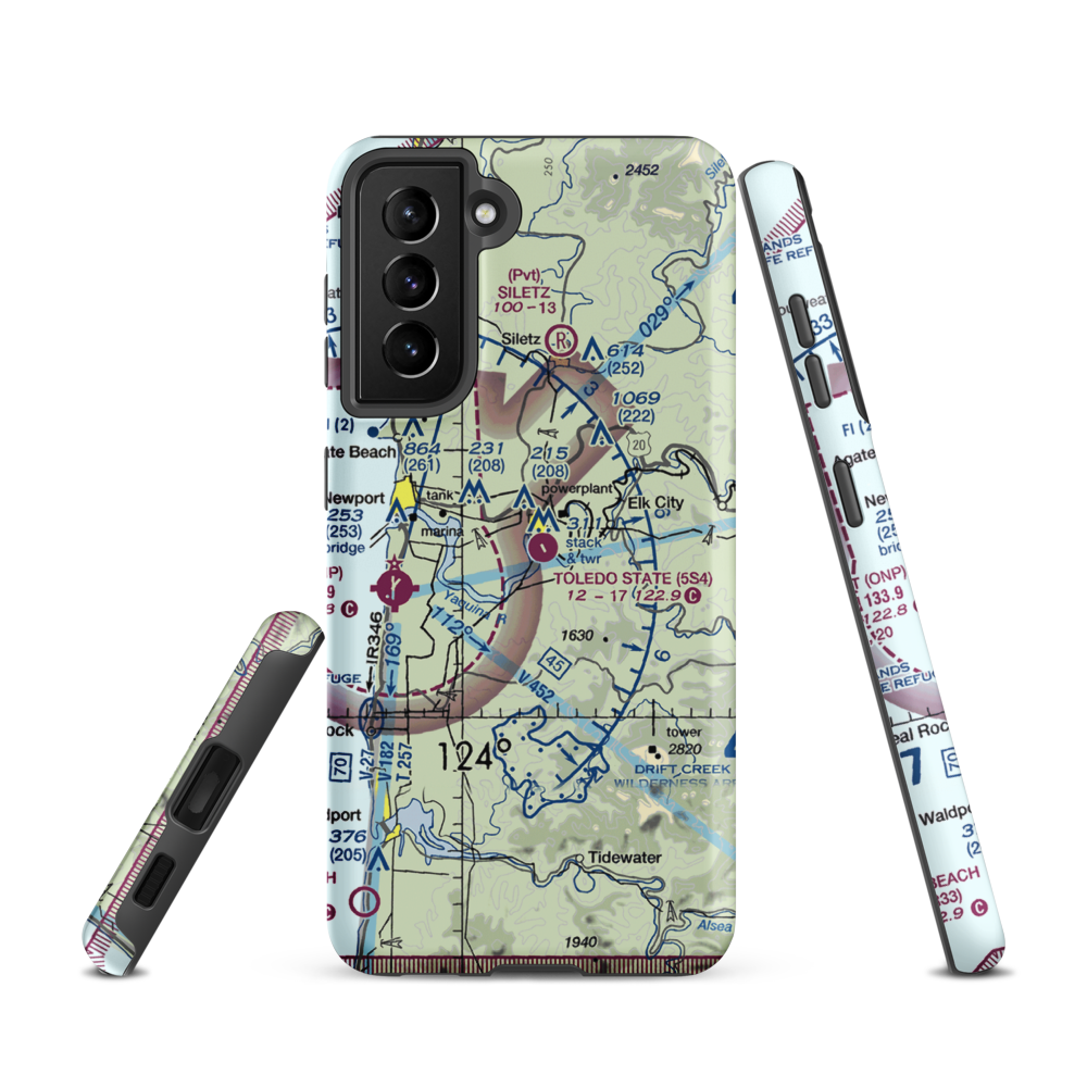 Toledo State Airport (5S4) VFR Sectional Samsung Phone Case Samsung Galaxy S21 model shown
