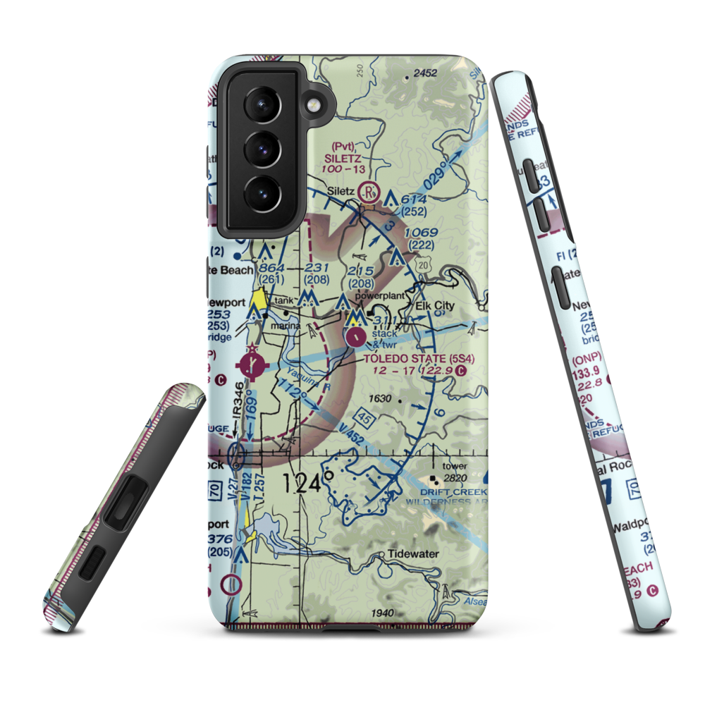 Toledo State Airport (5S4) VFR Sectional Samsung Phone Case Samsung Galaxy S21 FE model shown