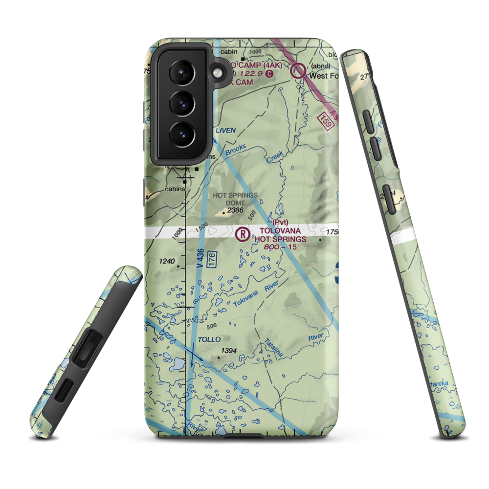 Tolovana Hot Springs Airport (83AK) VFR Sectional Samsung Phone Case Samsung Galaxy S21 FE model shown
