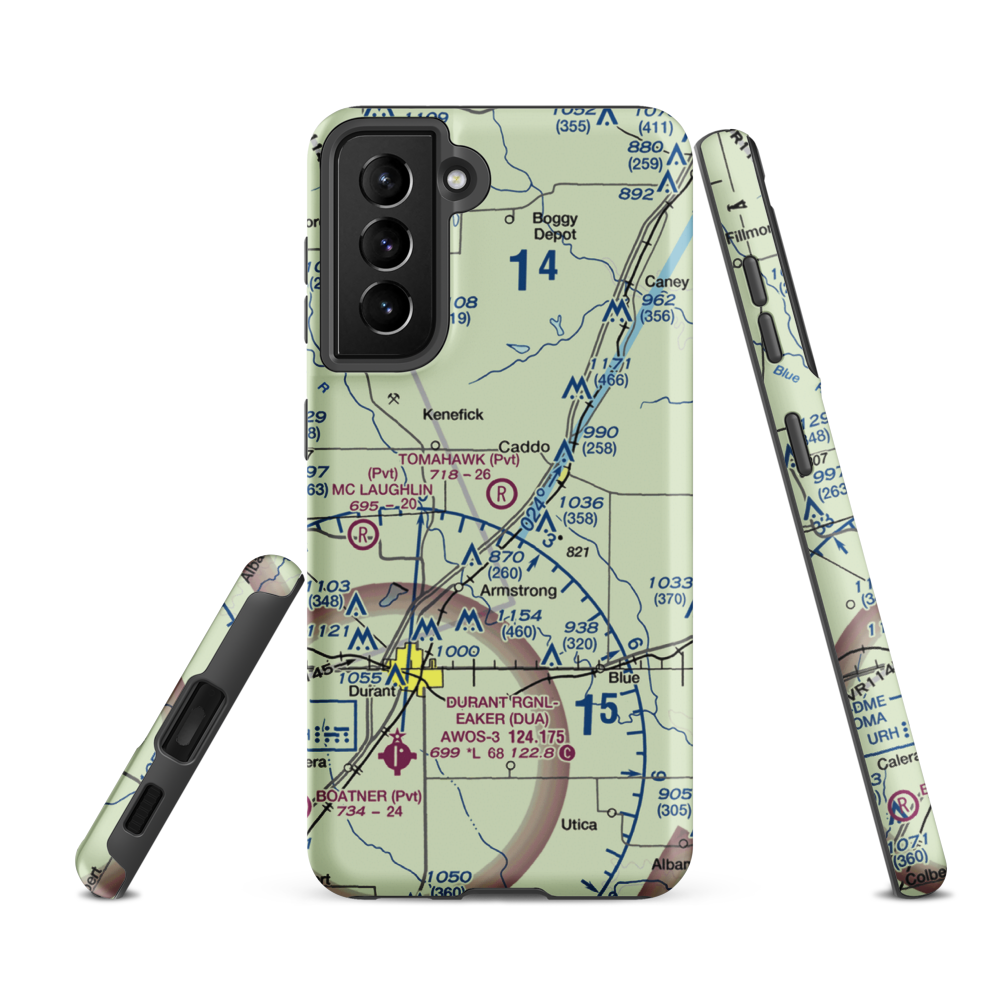 Tomahawk Airport (9OK4) VFR Sectional Samsung Phone Case Samsung Galaxy S21 FE model shown