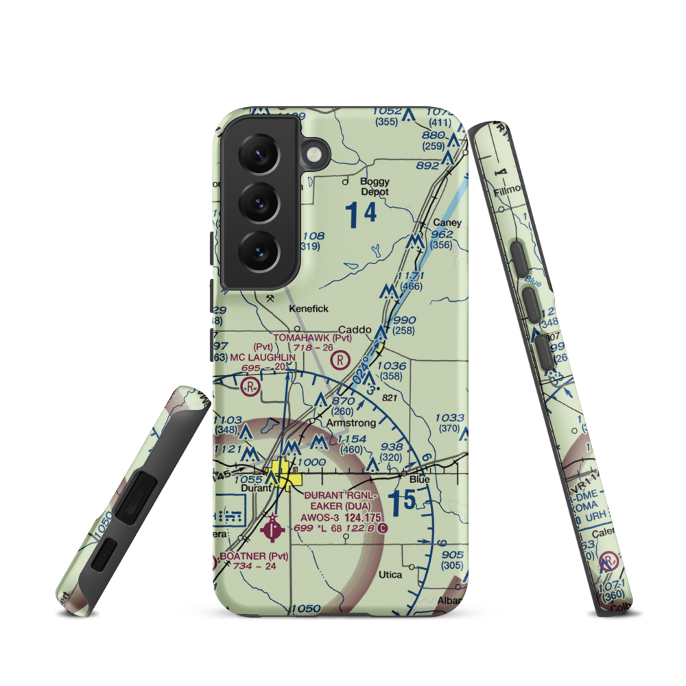 Tomahawk Airport (9OK4) VFR Sectional Samsung Phone Case Samsung Galaxy S22 model shown