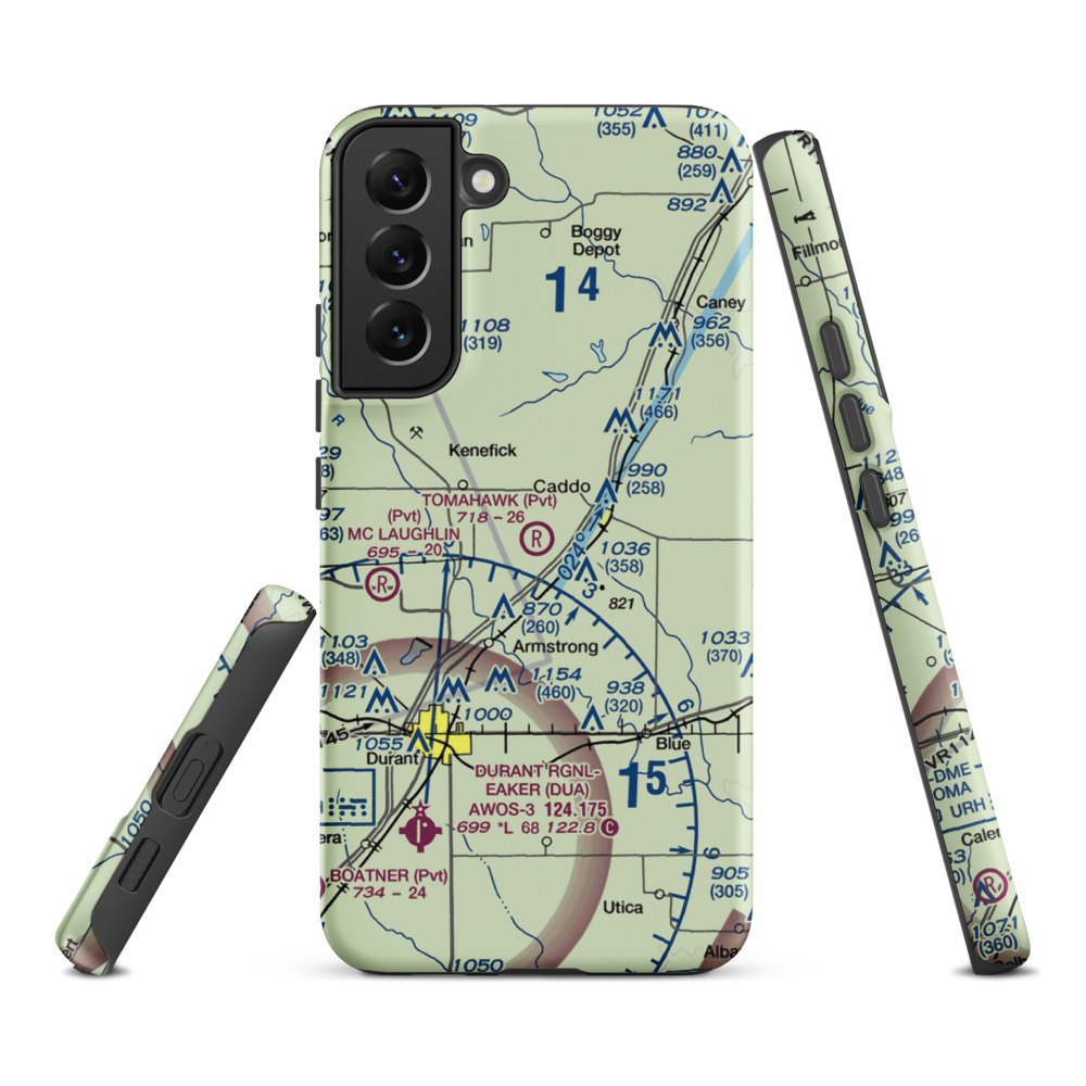 Tomahawk Airport (9OK4) VFR Sectional Samsung Phone Case Samsung Galaxy S22 Plus model shown
