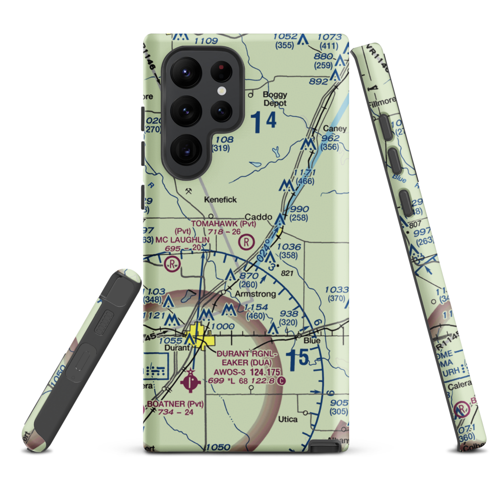 Tomahawk Airport (9OK4) VFR Sectional Samsung Phone Case Samsung Galaxy S22 Ultra model shown