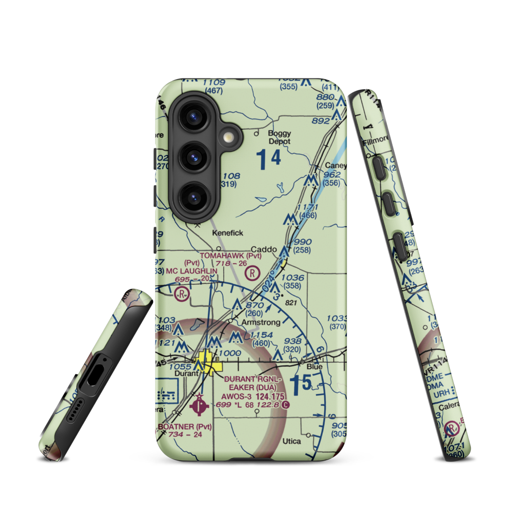Tomahawk Airport (9OK4) VFR Sectional Samsung Phone Case Samsung Galaxy S24 model shown