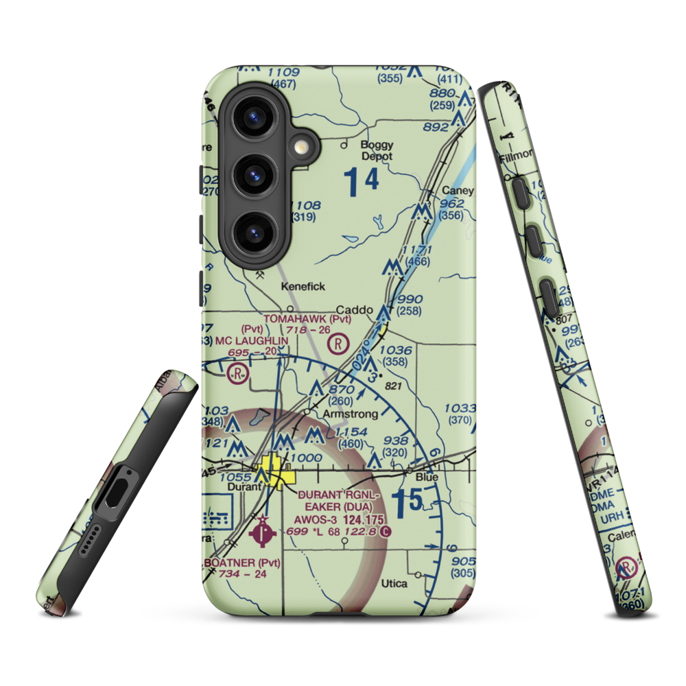 Tomahawk Airport (9OK4) VFR Sectional Samsung Phone Case Samsung Galaxy S24 Plus model shown