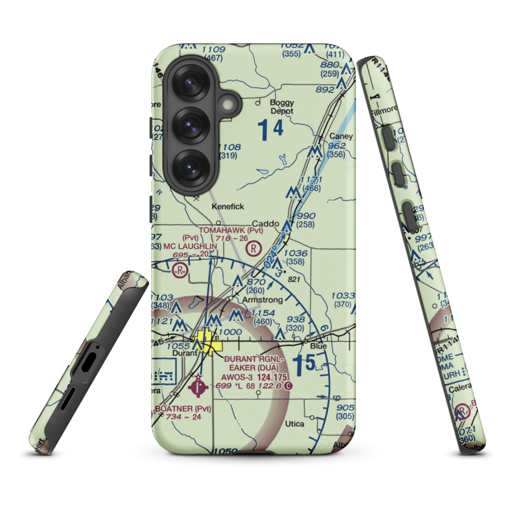 Tomahawk Airport (9OK4) VFR Sectional Samsung Phone Case Samsung Galaxy S25 Plus model shown