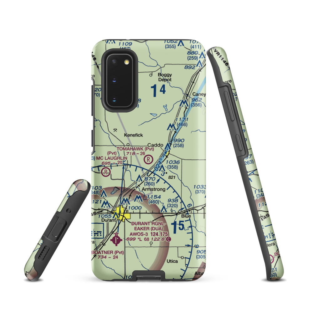 Tomahawk Airport (9OK4) VFR Sectional Samsung Phone Case Samsung Galaxy S20 model shown