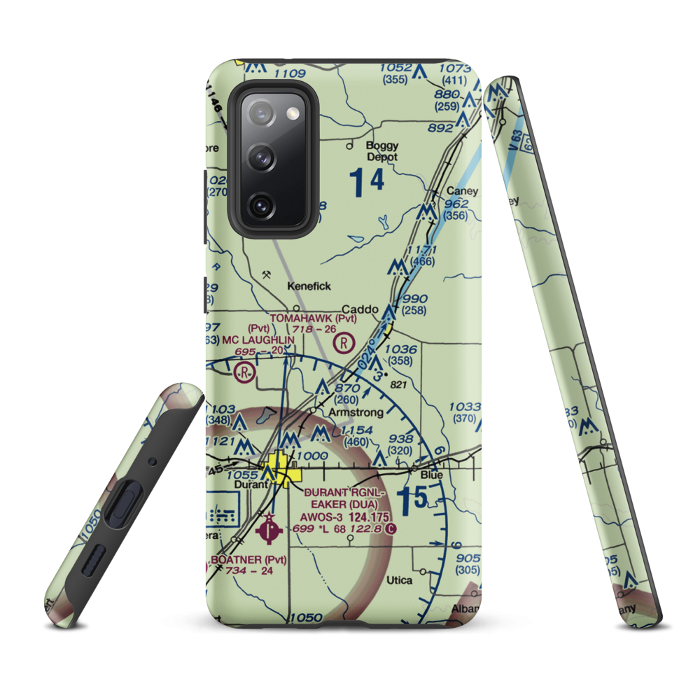 Tomahawk Airport (9OK4) VFR Sectional Samsung Phone Case Samsung Galaxy S20 FE model shown