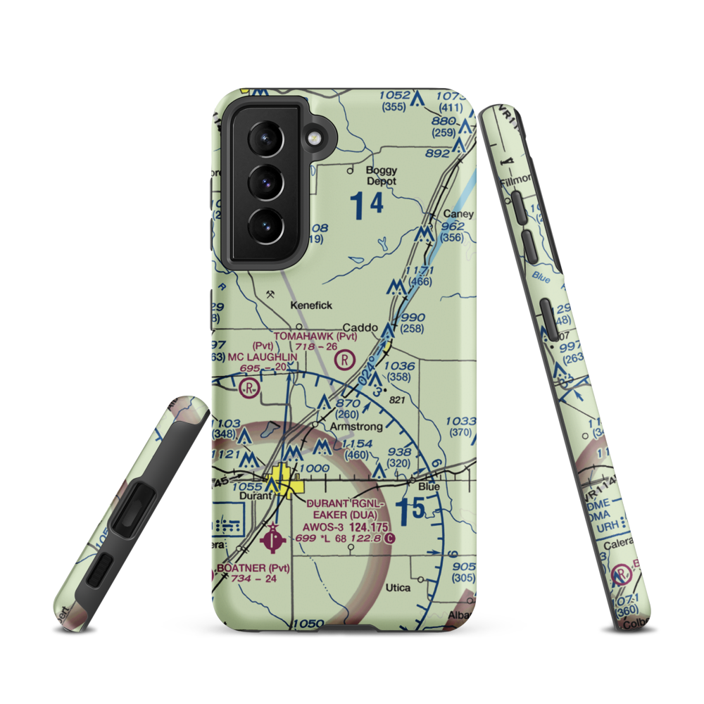 Tomahawk Airport (9OK4) VFR Sectional Samsung Phone Case Samsung Galaxy S21 model shown
