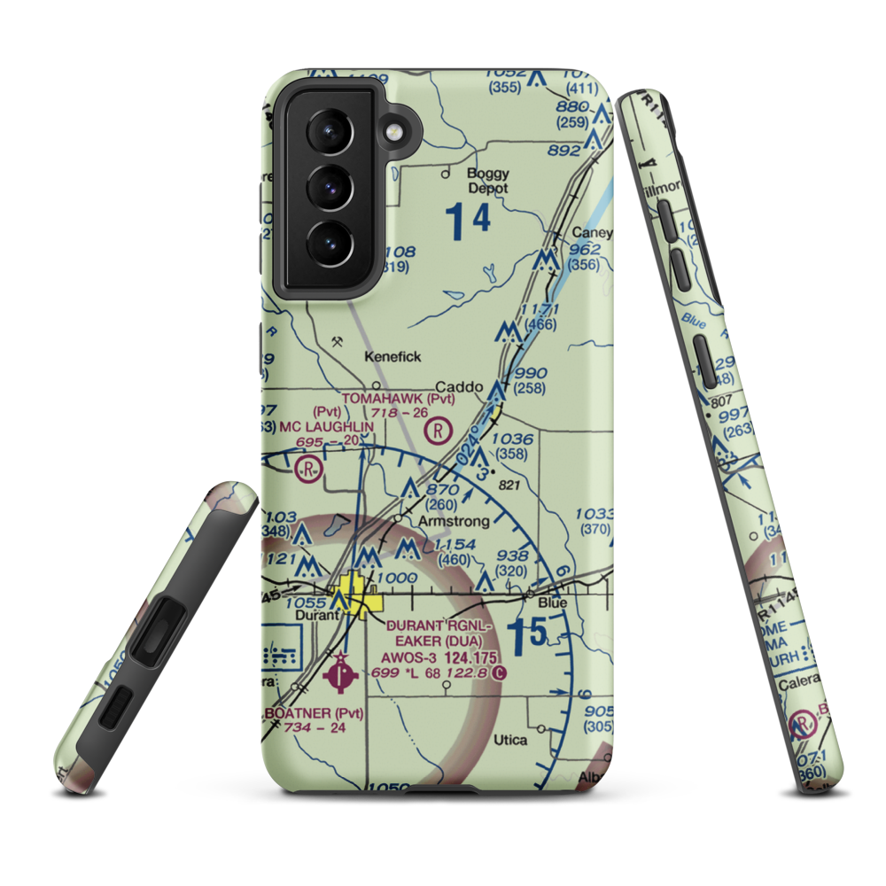 Tomahawk Airport (9OK4) VFR Sectional Samsung Phone Case Samsung Galaxy S21 Plus model shown